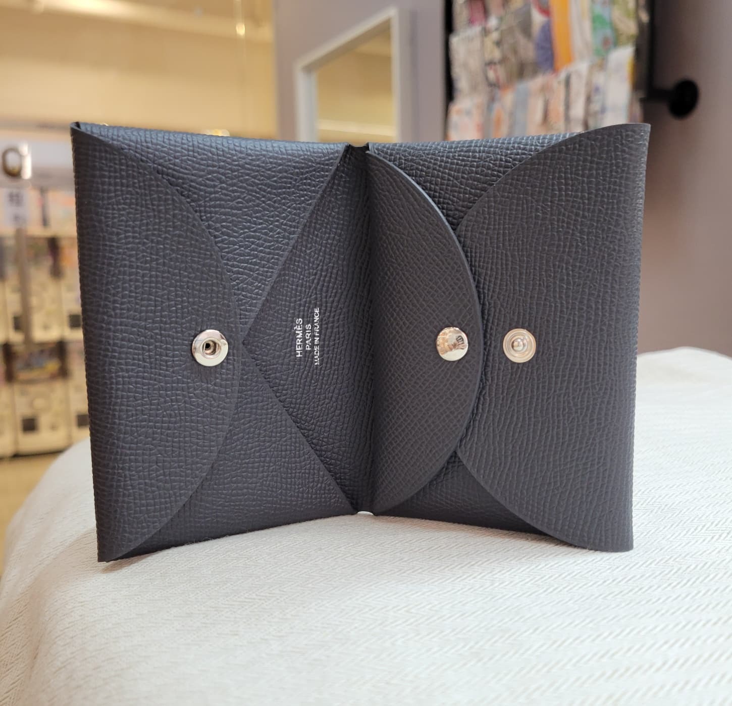 HERMES CALVI DUO 85 ARDOISE 石板灰 卡包