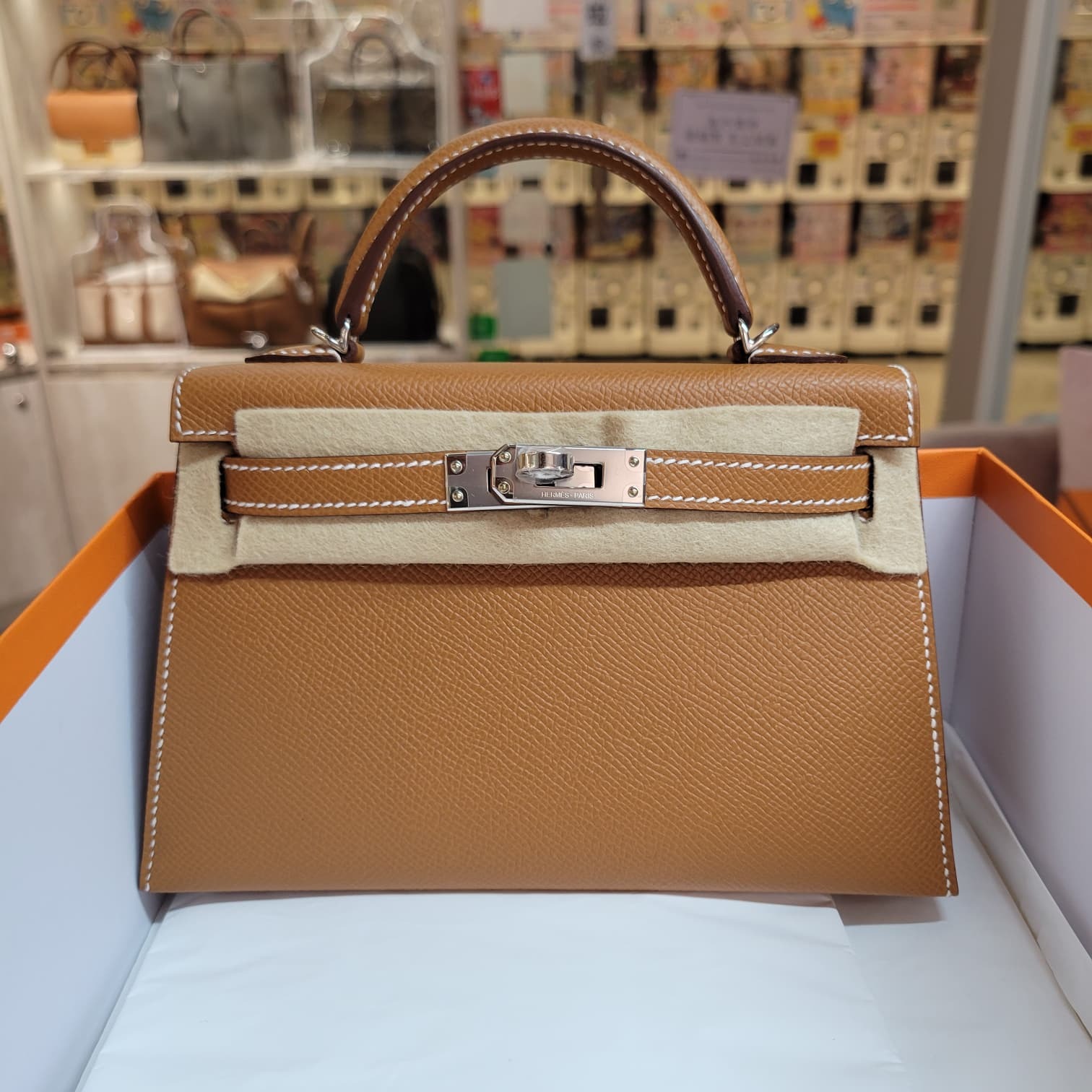 Hermes mini Kelly 2 GOLD CK EPSOM 金棕銀扣