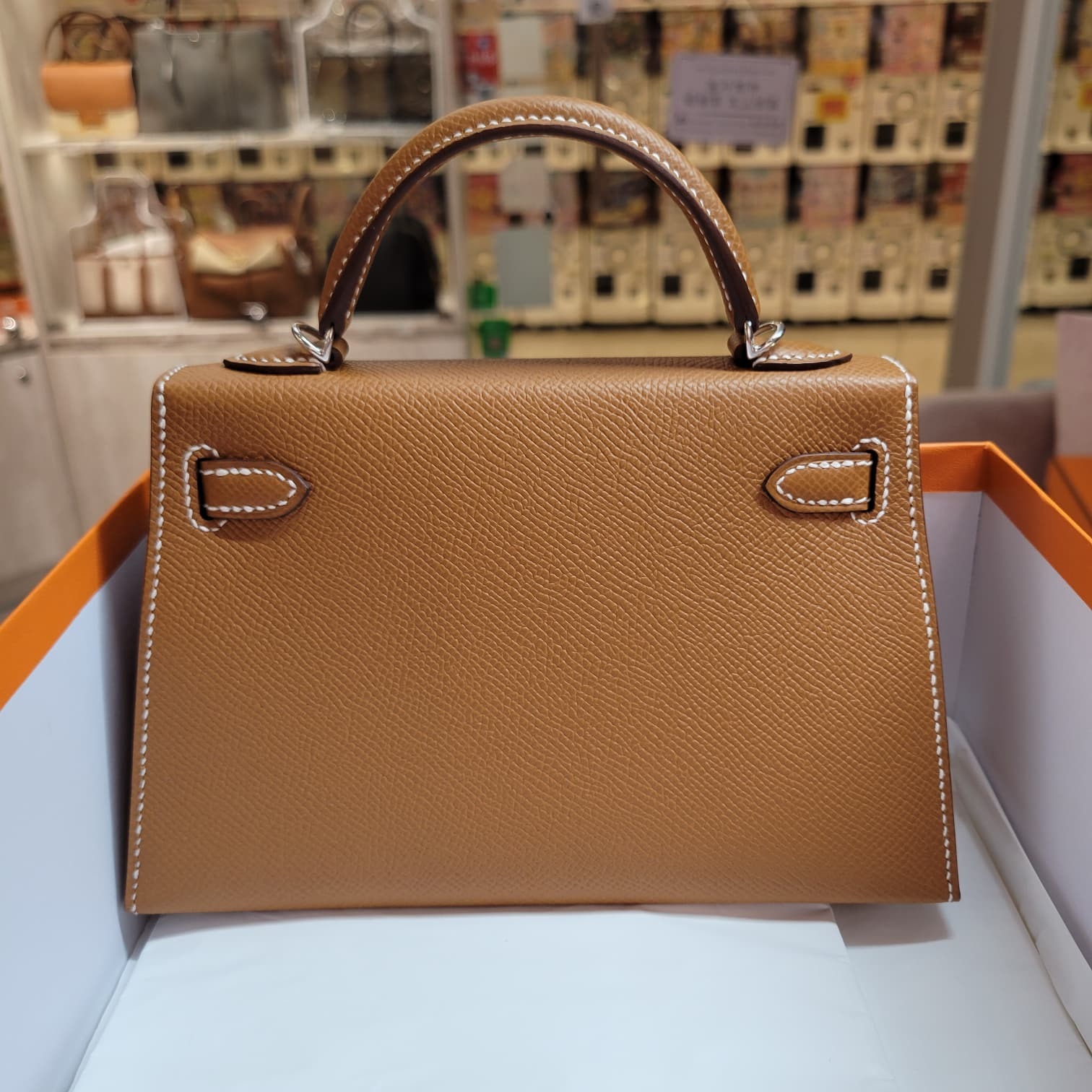 Hermes mini Kelly 2 GOLD CK EPSOM 金棕銀扣