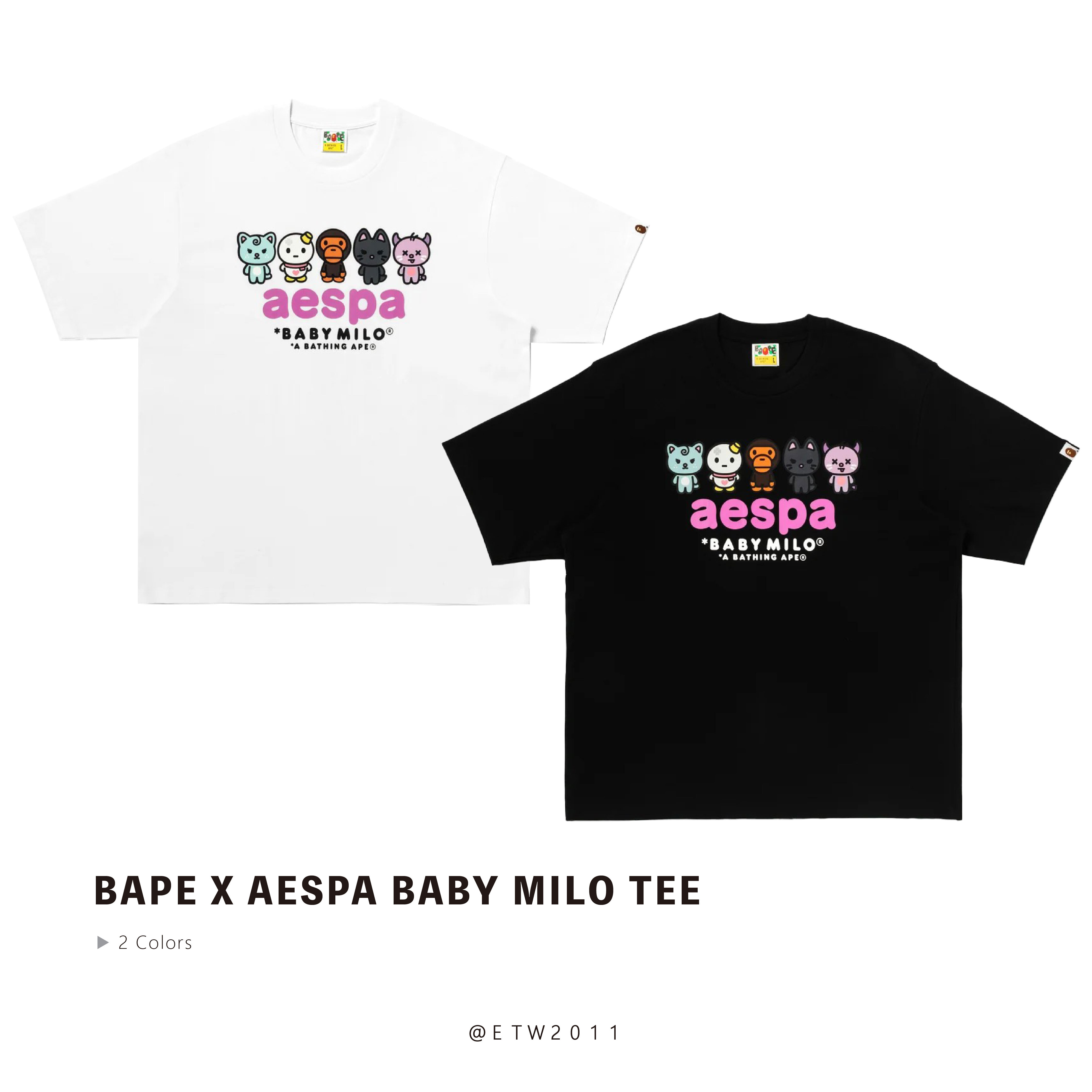 ☆ETW☆【EASY TO WEAR】BAPE X aespa Baby Milo Relaxed Fit Tee 猿人 聯名 寬版 韓團