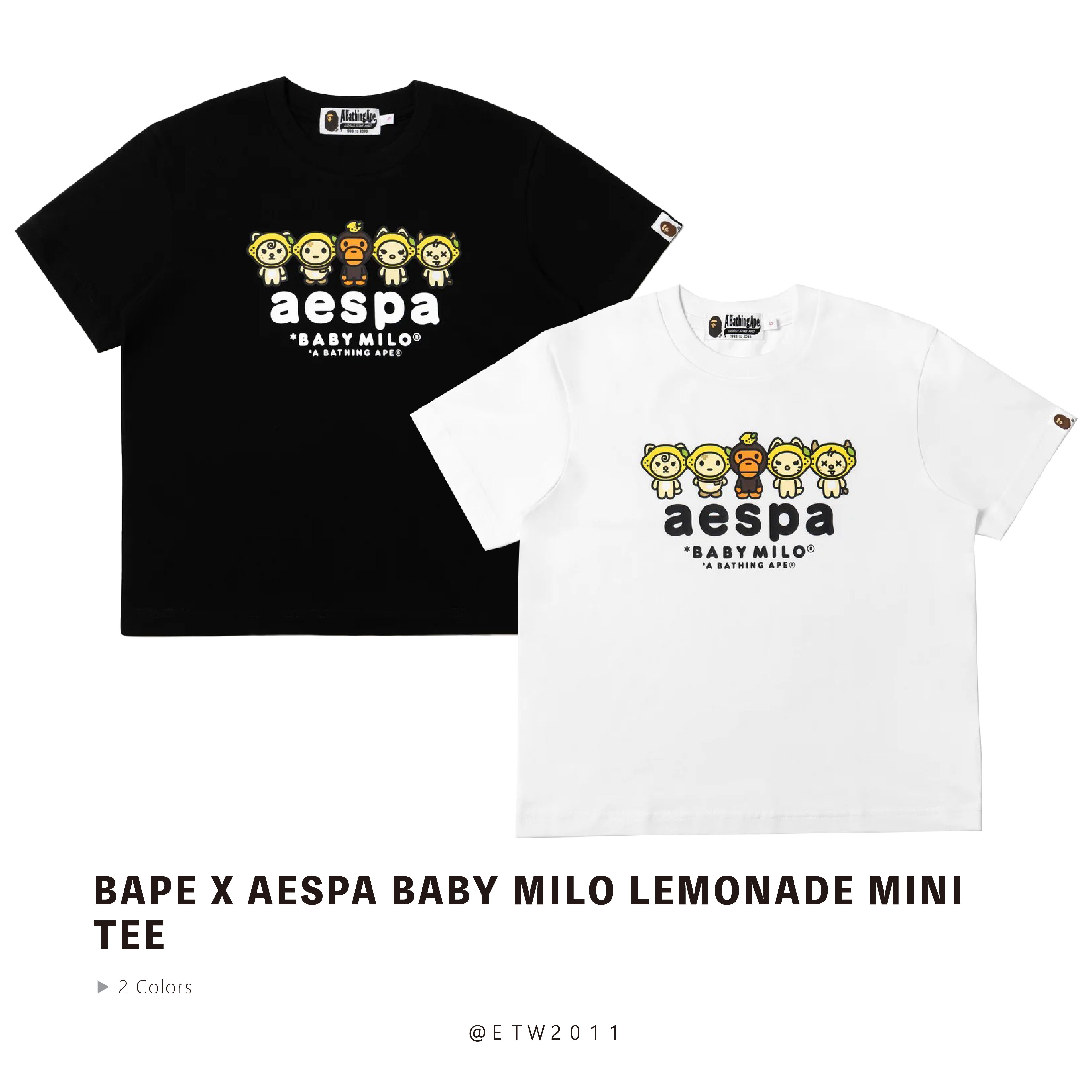☆ETW☆【EASY TO WEAR】BAPE X aespa Baby Milo Lemonade Relaxed Fit Tee 猿人 聯名 韓團 寬版 檸檬水