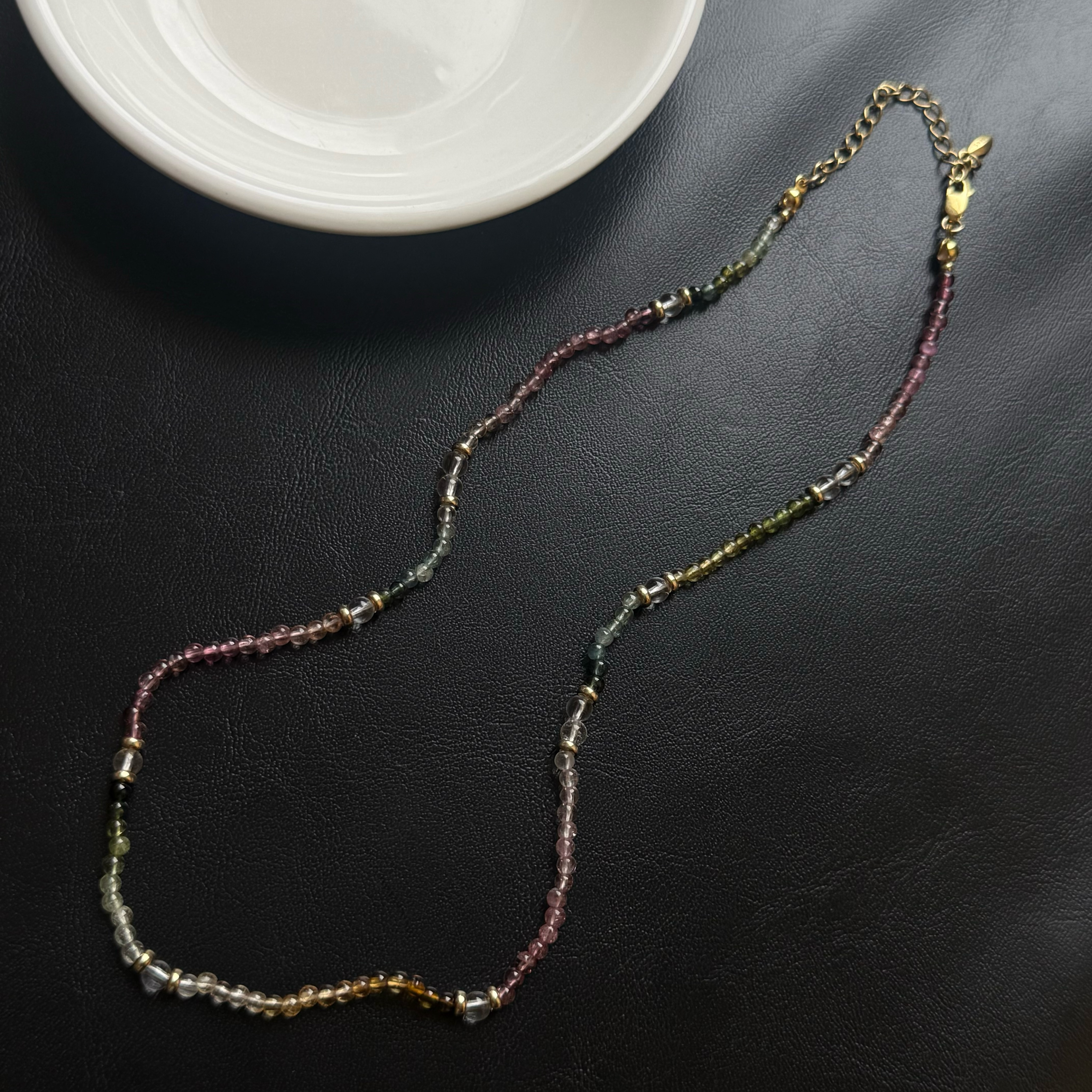 [原石] 馬卡龍西瓜碧璽 925銀項鏈