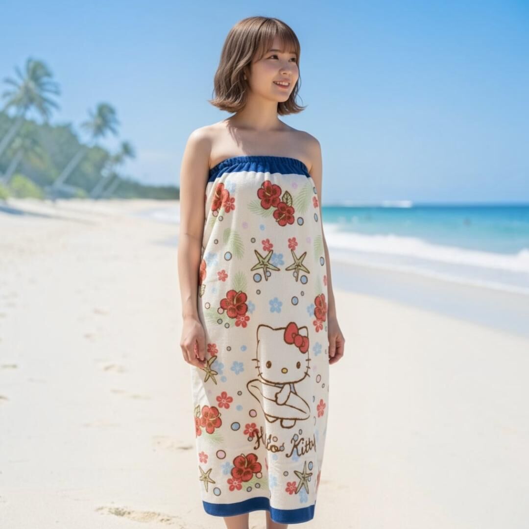26146 Sanrio Hello Kitty 夏日海灘風裹身浴巾 #JP-638707