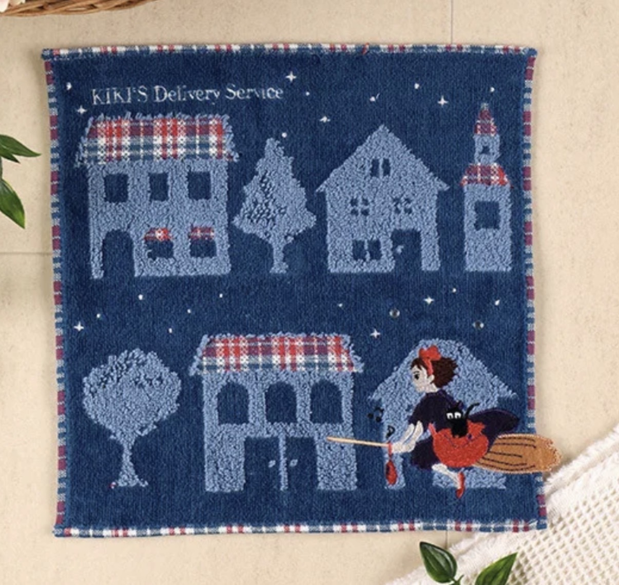 【連線大優惠】JP 魔女宅急便 刺繡軟柔軟吸水方巾 深藍 防臭抗菌 8273 TK260801