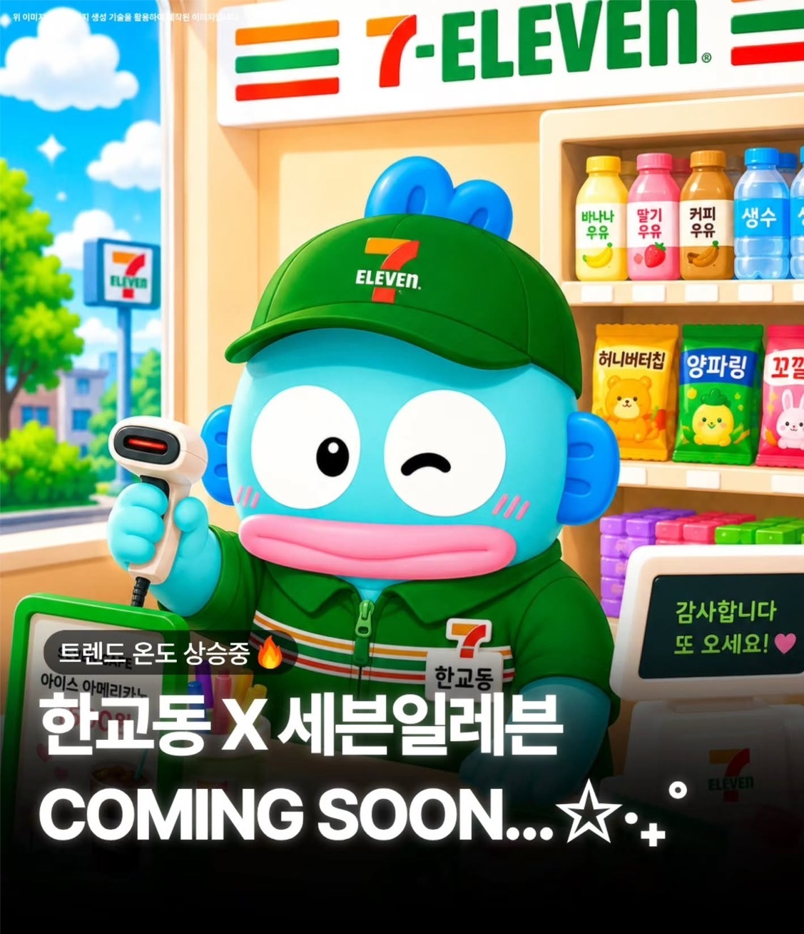 【Luxury】 韓國🇰🇷7-11限定聯名 三麗鷗 醜魚 人魚漢頓 水杯 水果杯 提袋 行李箱 零錢包