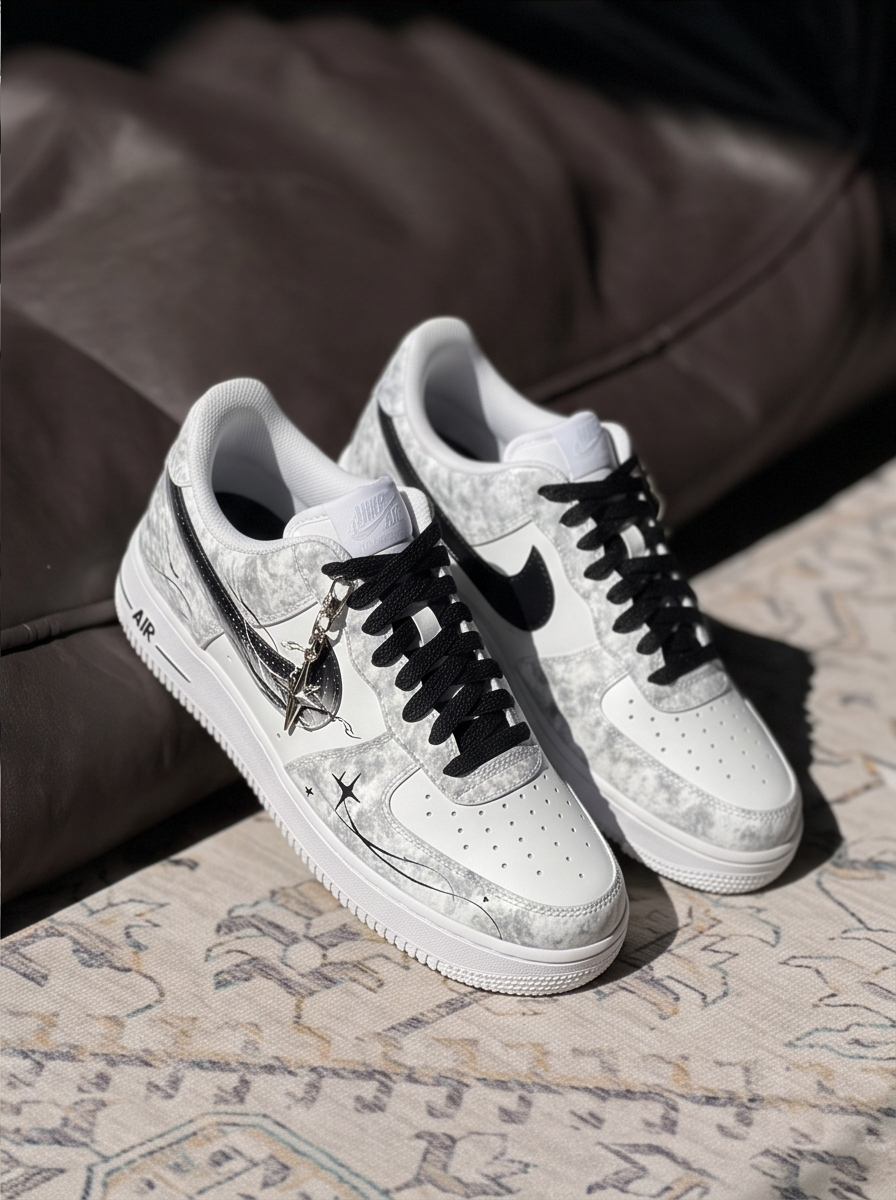 【訂製鞋款】NIKE AIR FORCE 1 星月傳說 線條 暈染 簡約百搭  CW2288-111(TEAM2562-星月傳說)