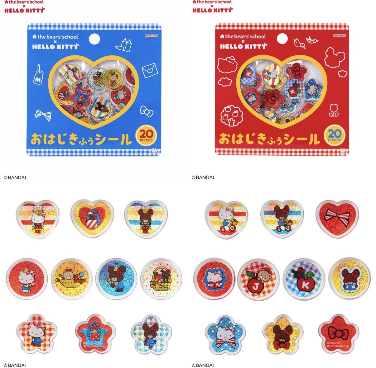 JP Hello Kitty x School bear 亞加力膠立體粒粒貼紙 8764 8757 TK260801