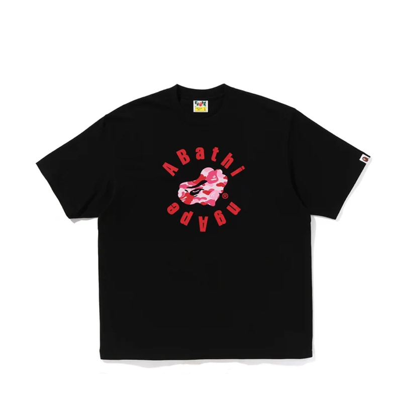 BAPE Abc Camo Heart Ape T恤 扭曲猿 寬鬆版 頭外圈字體 短T 短袖 黑 RAY-132 [台灣現貨]