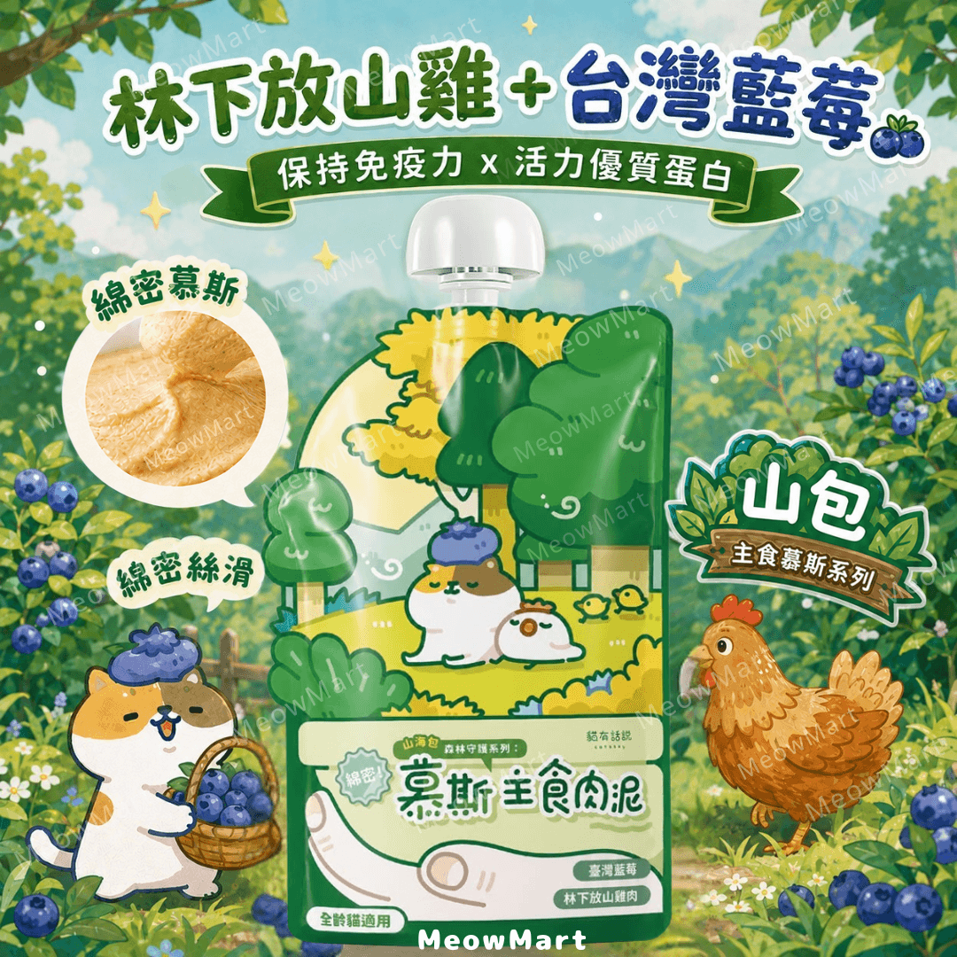 貓有話說｜山海包主食餐包｜林下放山雞＋台灣藍莓