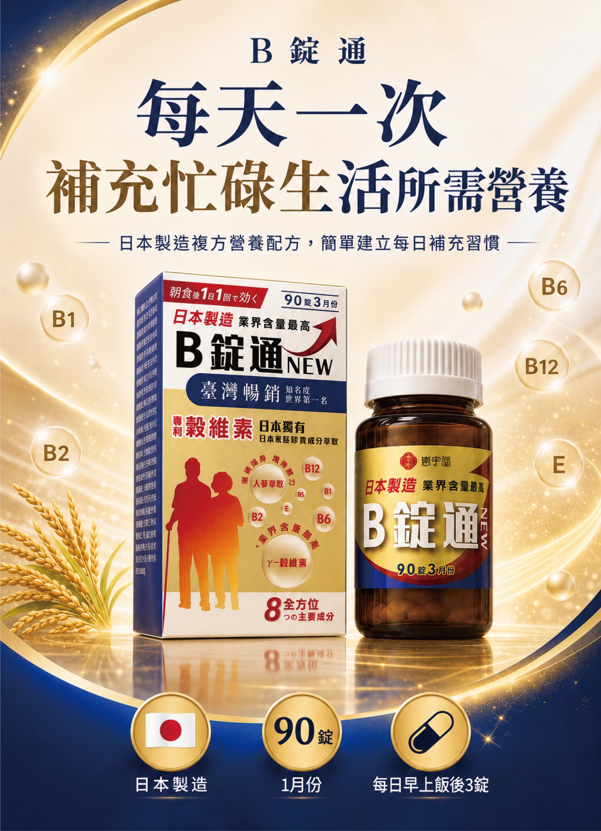 台灣惠宇堂B錠通90顆/樽(T268 TW341)