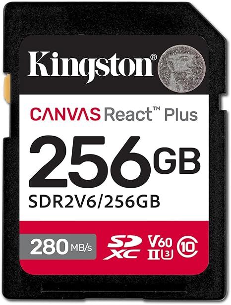 Kingston Canvas React Plus SD 卡 | 高達 280MB/s | 高性能攝影 | Class 10 UHS-II U3 V60 | SDR2V6
