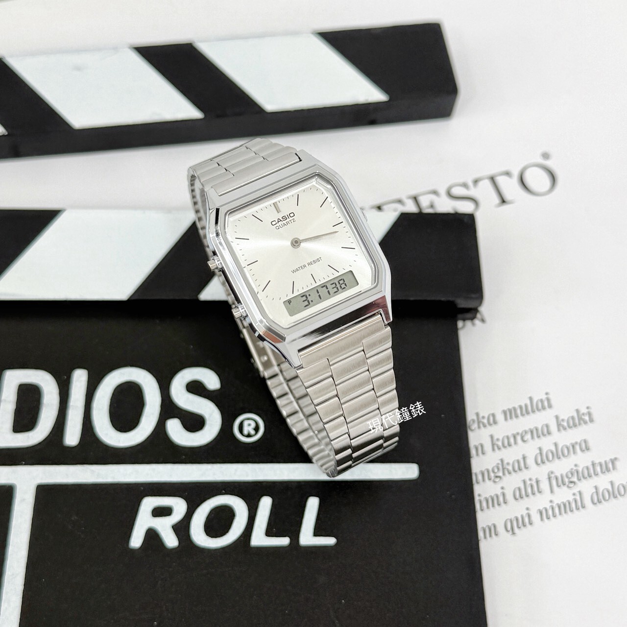 【CASIO 卡西歐】日系復刻版-銀色雙顯中性錶AQ-230A-7A 29.8mm 現代鐘錶
