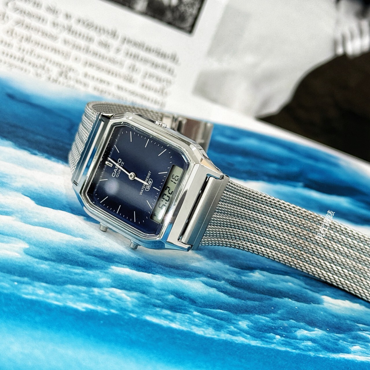 【CASIO 卡西歐】日系經典-網格編織雙顯中性錶 AQ-230EM-2A 29.8mm 現代鐘錶