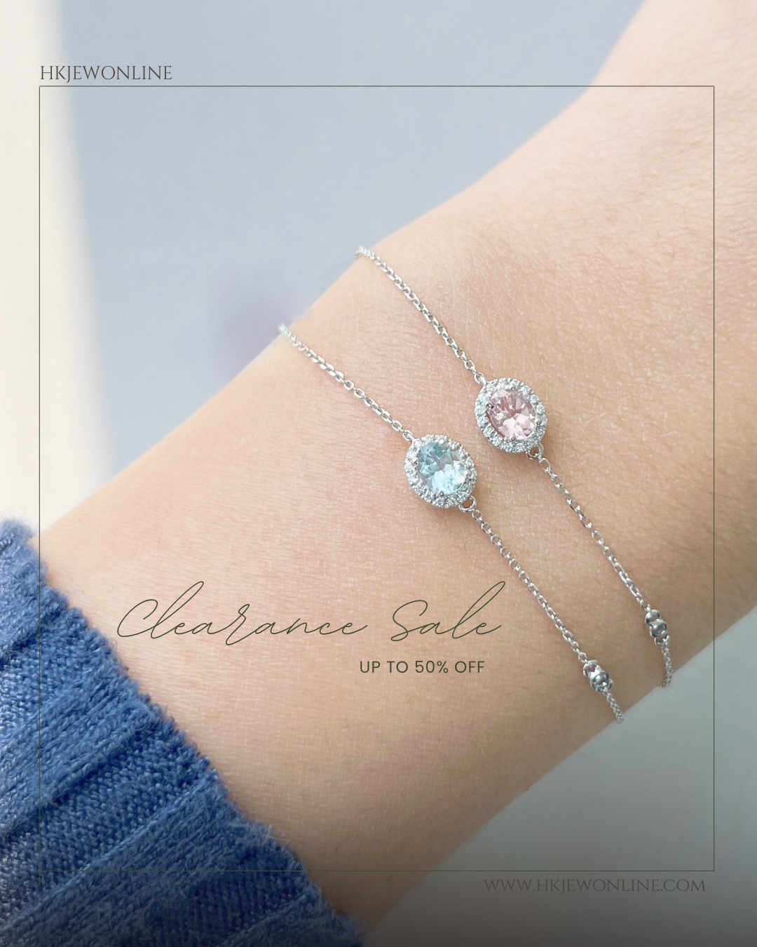 18K White Gold Aquamarine/Morganite & Diamond Bracelet