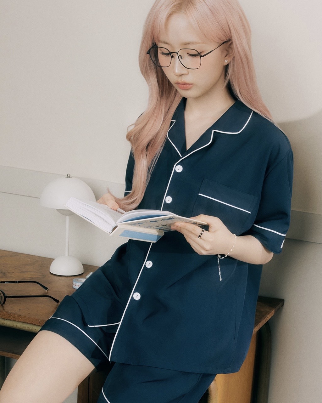 <吳百元同款>Dossy 男女同版 Short-Sleeve Pajamas Set 短袖 短褲 睡衣 套裝組