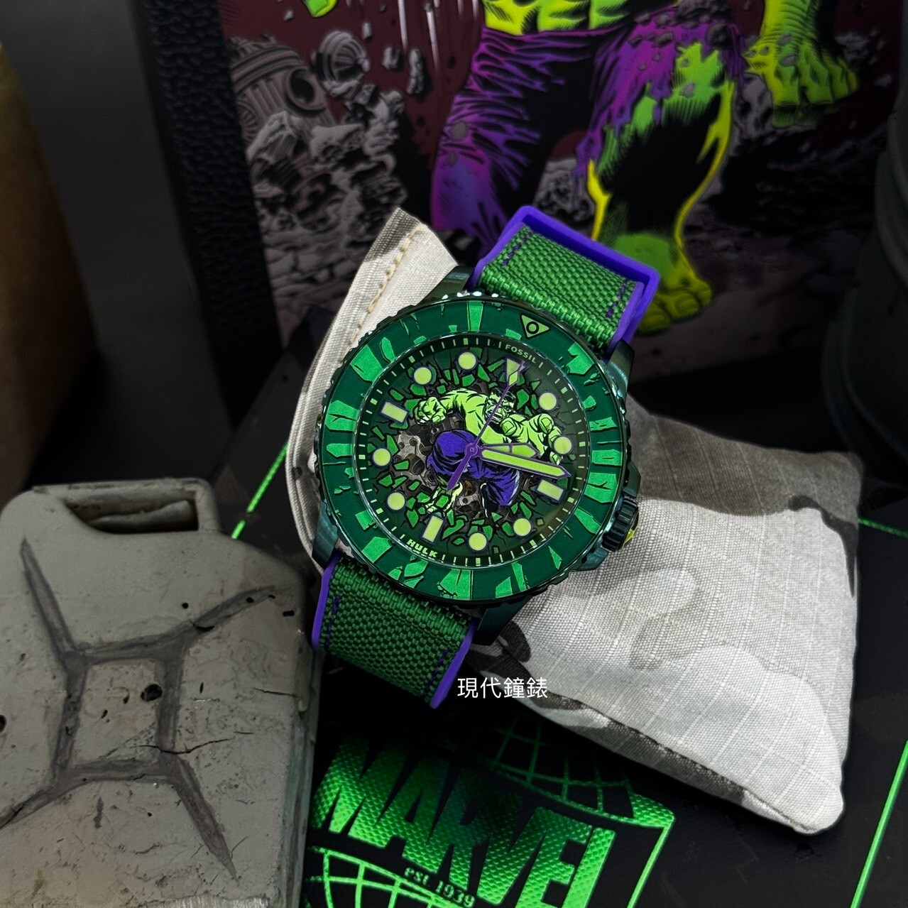 【FOSSIL】Marvel x Fossil 聯名浩克雷霆一擊紀念腕錶 LE1246SET 45mm 現代鐘錶
