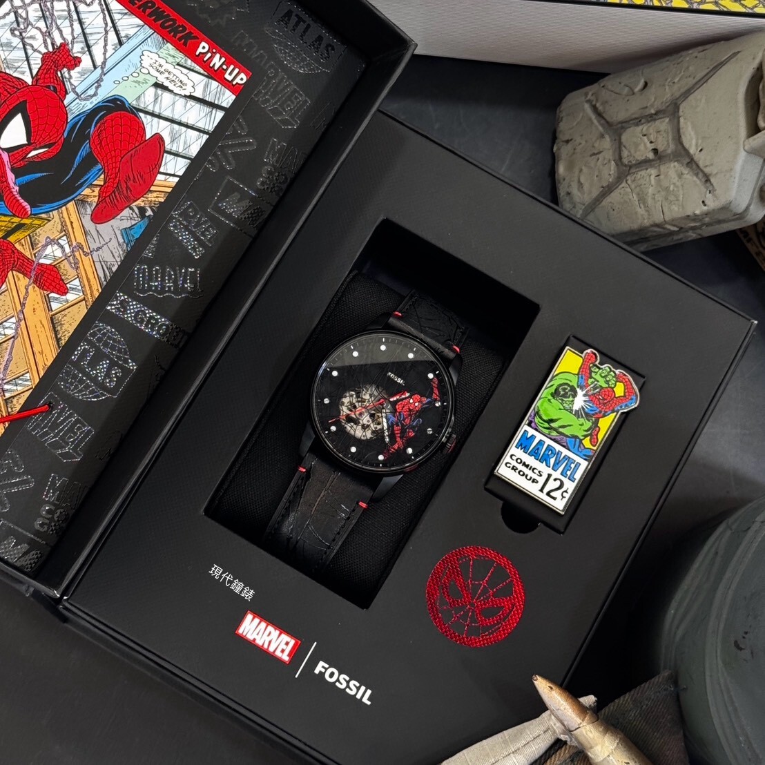 【FOSSIL】Marvel x Fossil 聯名蜘蛛人蜘蛛感應紀念腕錶  LE1247SET 42mm 現代鐘錶