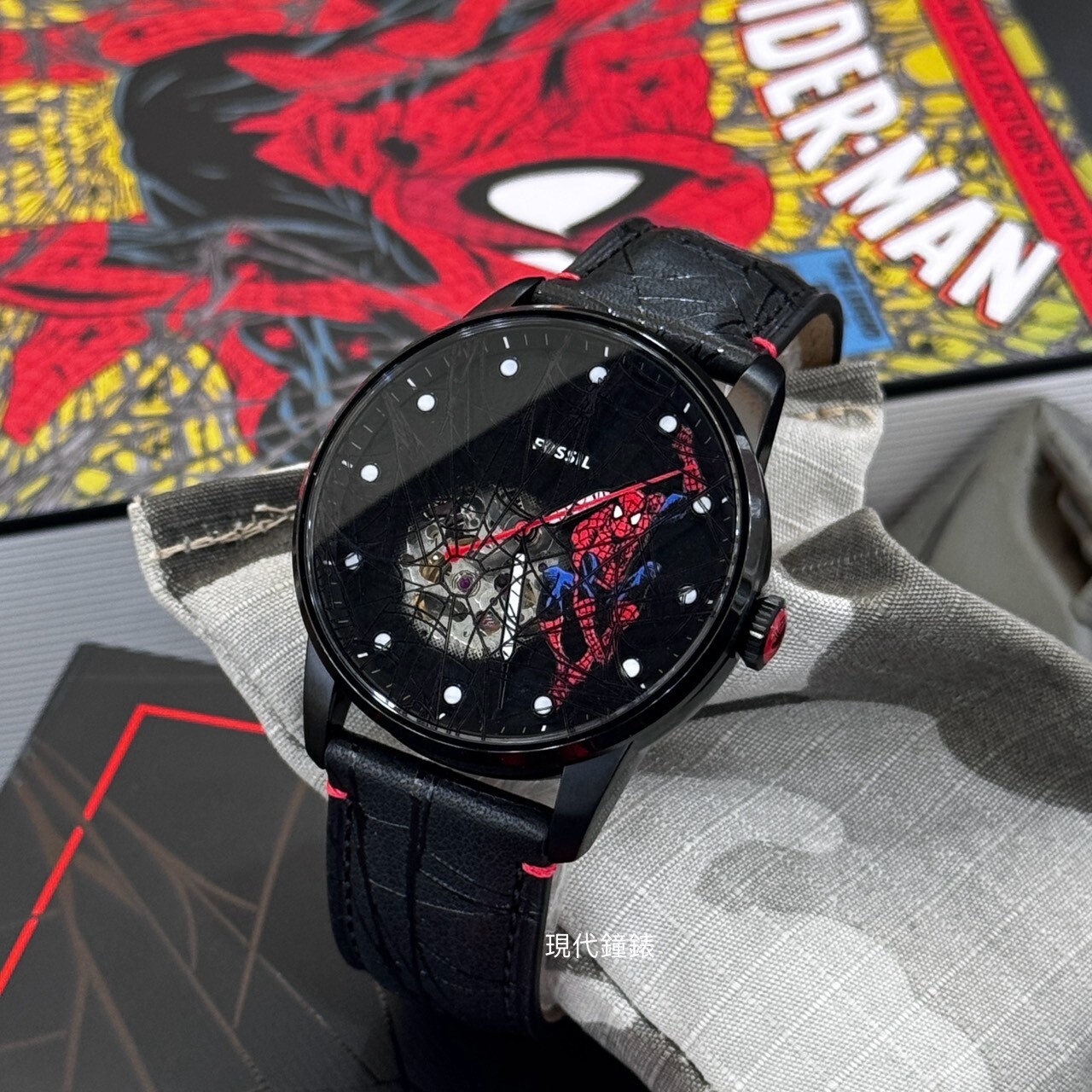 【FOSSIL】Marvel x Fossil 聯名蜘蛛人蜘蛛感應紀念腕錶  LE1247SET 42mm 現代鐘錶