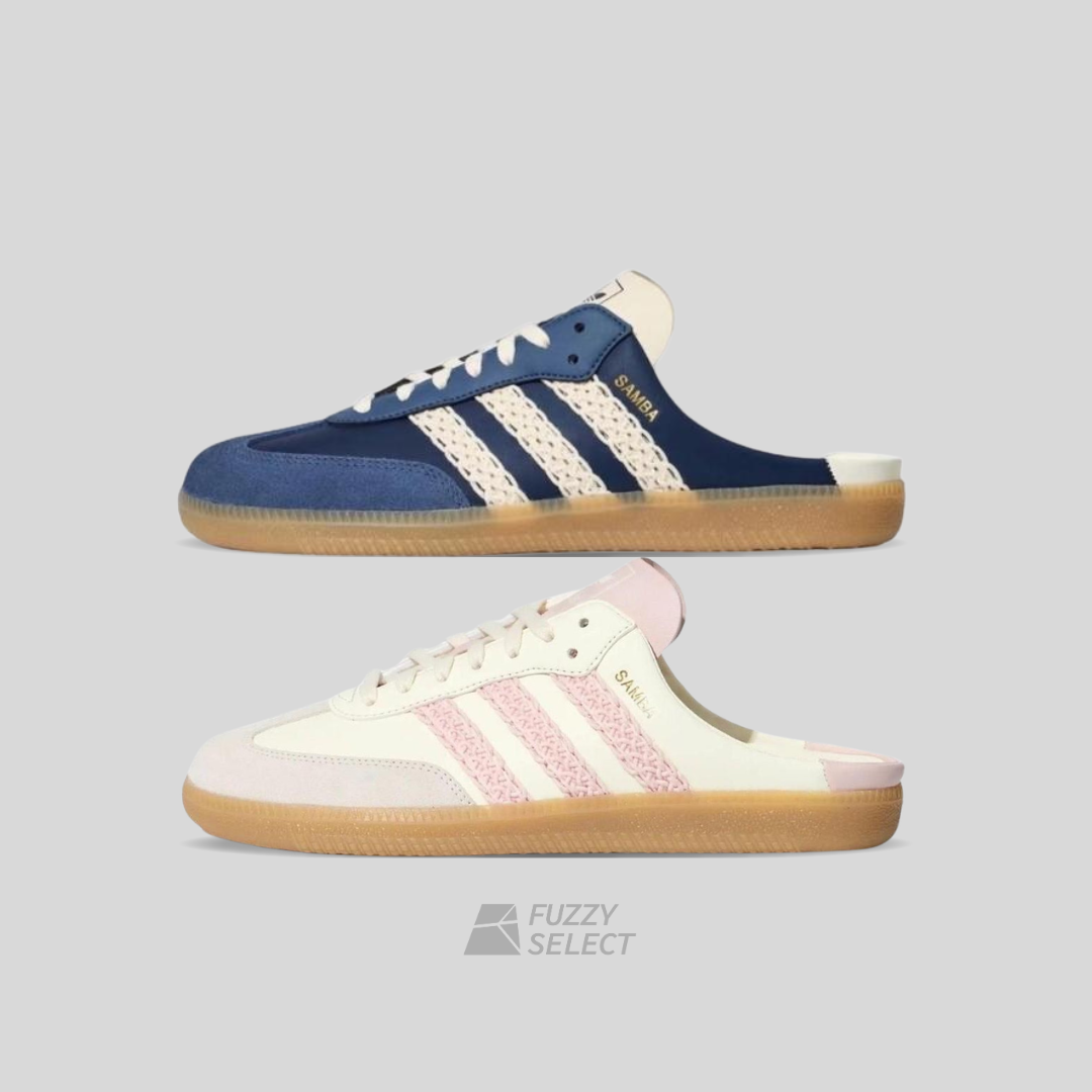 【逢甲FUZZY】W Adidas Samba OG 包頭半拖 懶人鞋 穆勒鞋 編織 米粉 HP5052 靛藍 HP5053