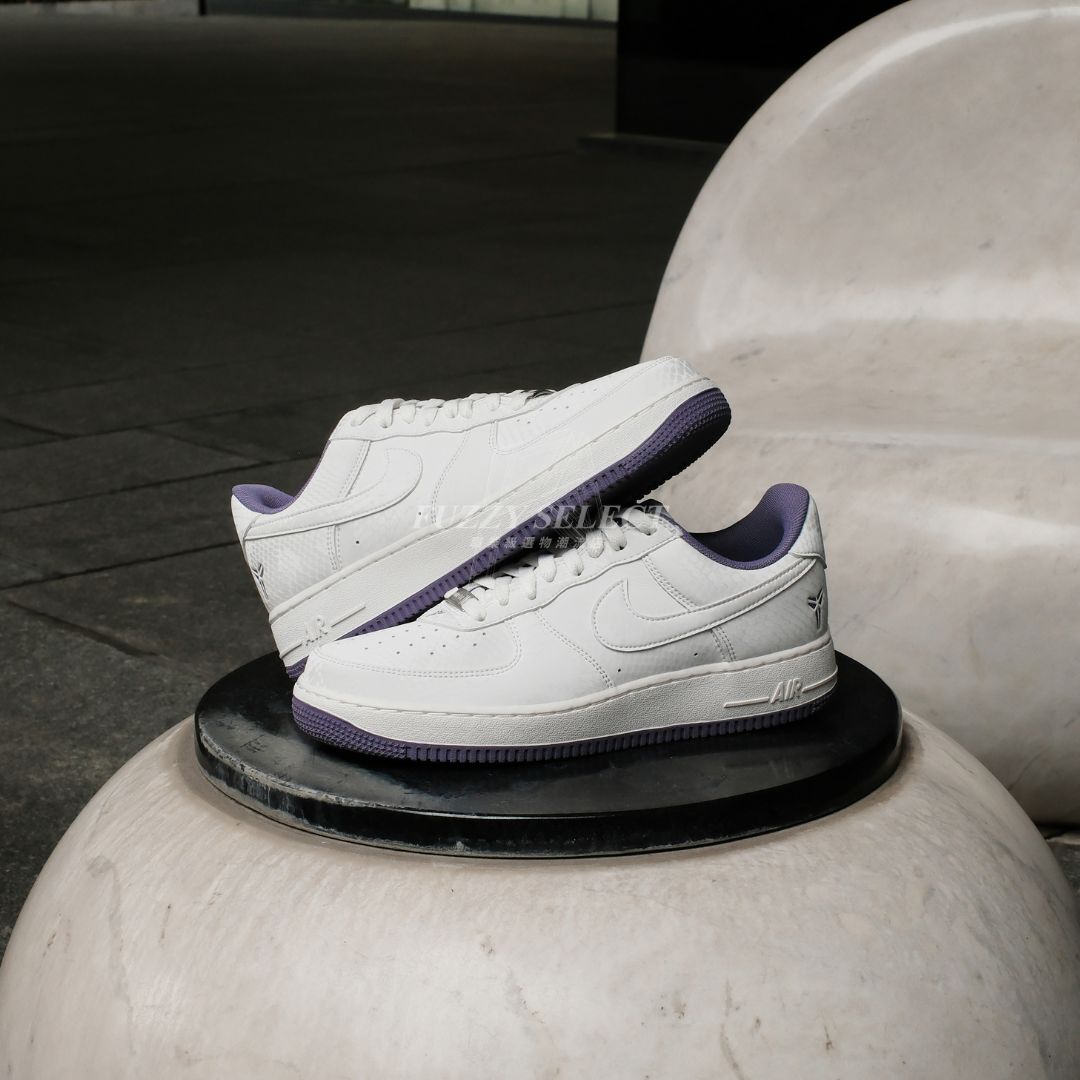 【逢甲FUZZY】Kobe Bryant x Nike Air Force 1 "Daybreak" 蛇鱗 刺繡 白紫 IB0018-102