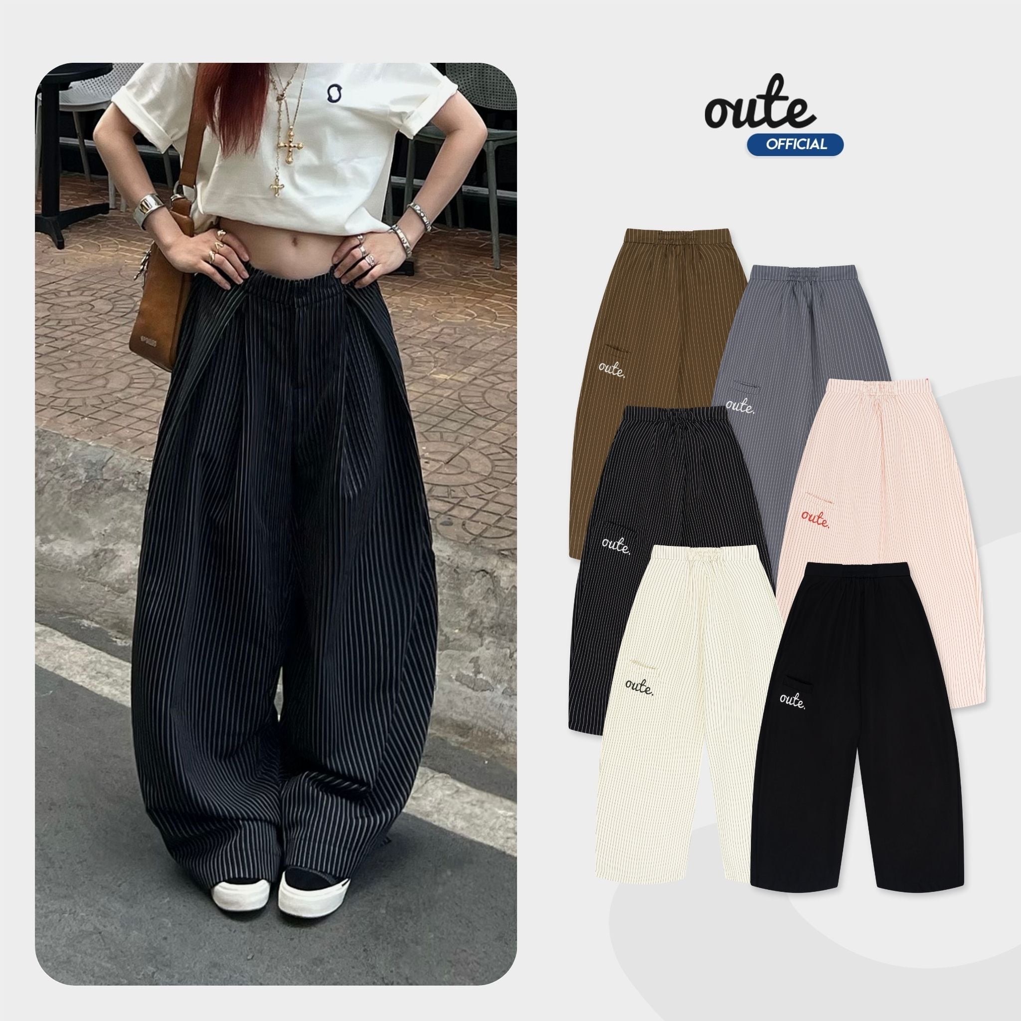 【預購】越南 Outerity 打折設計 Striped 男女同版 薄款透氣 直條紋 寬鬆長褲 條紋寬褲