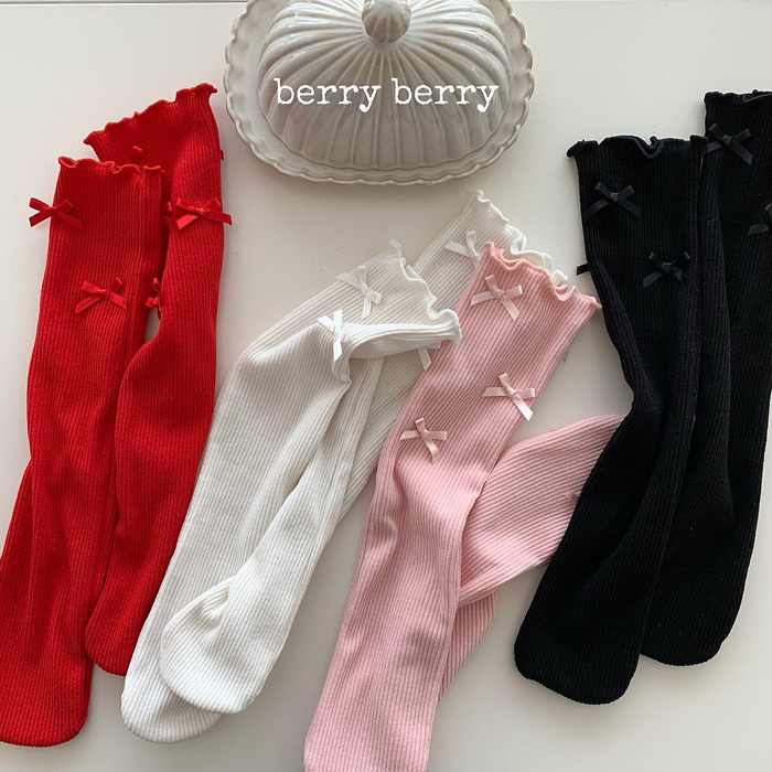 正韓秋berryberry 四色蝴蝶結長襪