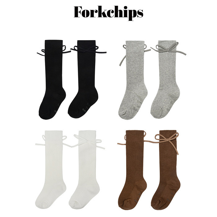 正韓秋FORK CHIPS 四色蝴蝶結長桶襪