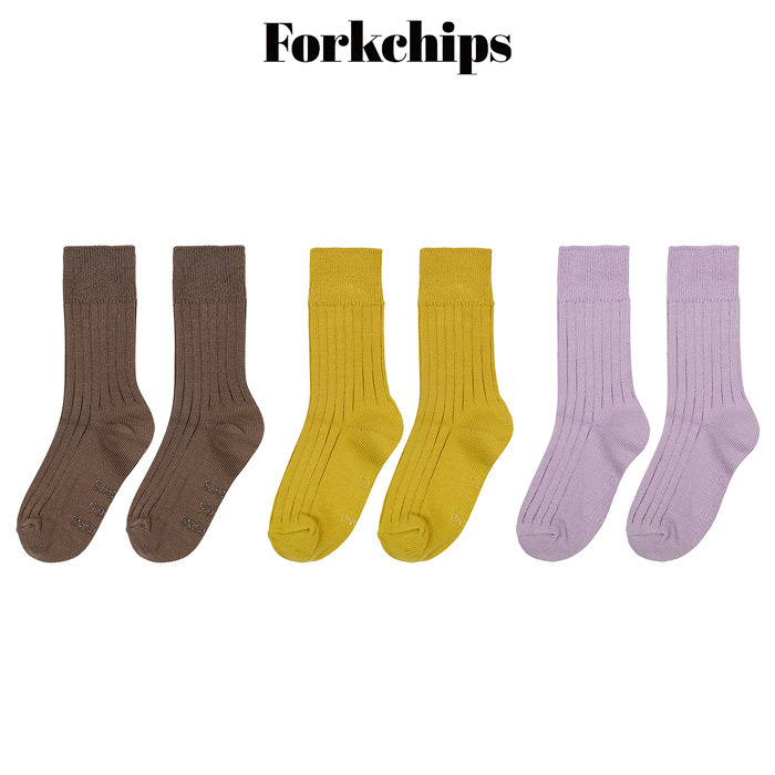 正韓秋FORK CHIPS 秋色系襪三入組