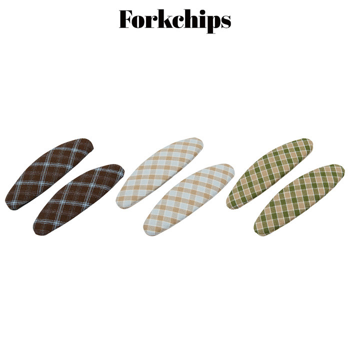正韓秋FORK CHIPS 格子布髮夾