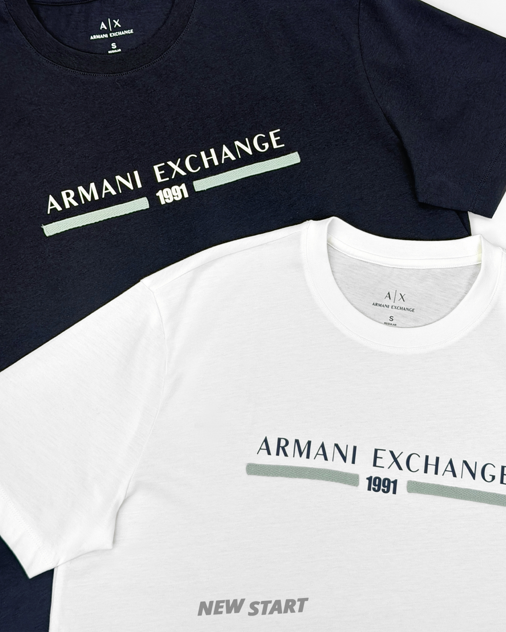 Armani Exchange AX 橫條織布字母 短袖上衣 短T