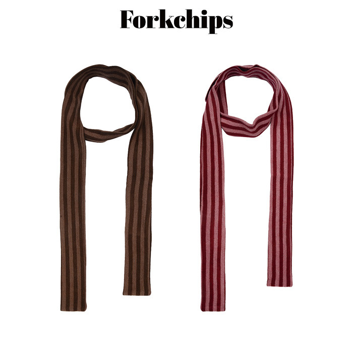 正韓秋FORK CHIPS 兩色線條圍巾