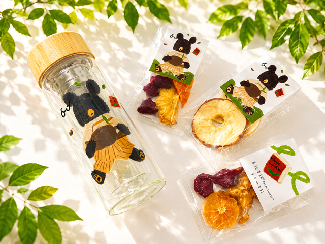 幸福果舖 Taste Sweety - 茶香熊款雙層玻璃杯沖泡瓶 果乾水瓶 水果水 果乾沖泡 玻璃保溫瓶