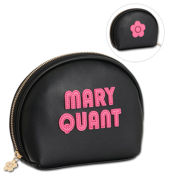 MARY QUANT / Retro Logo Patch Round Pouch L