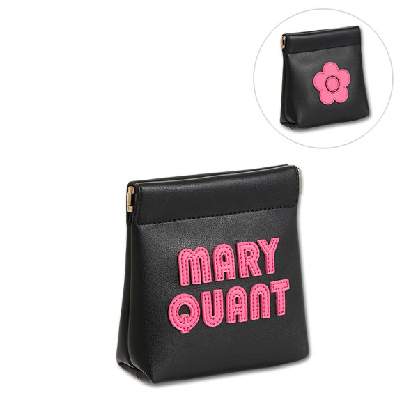 MARY QUANT / Retro Logo Patch Spring-Clasp Pouch