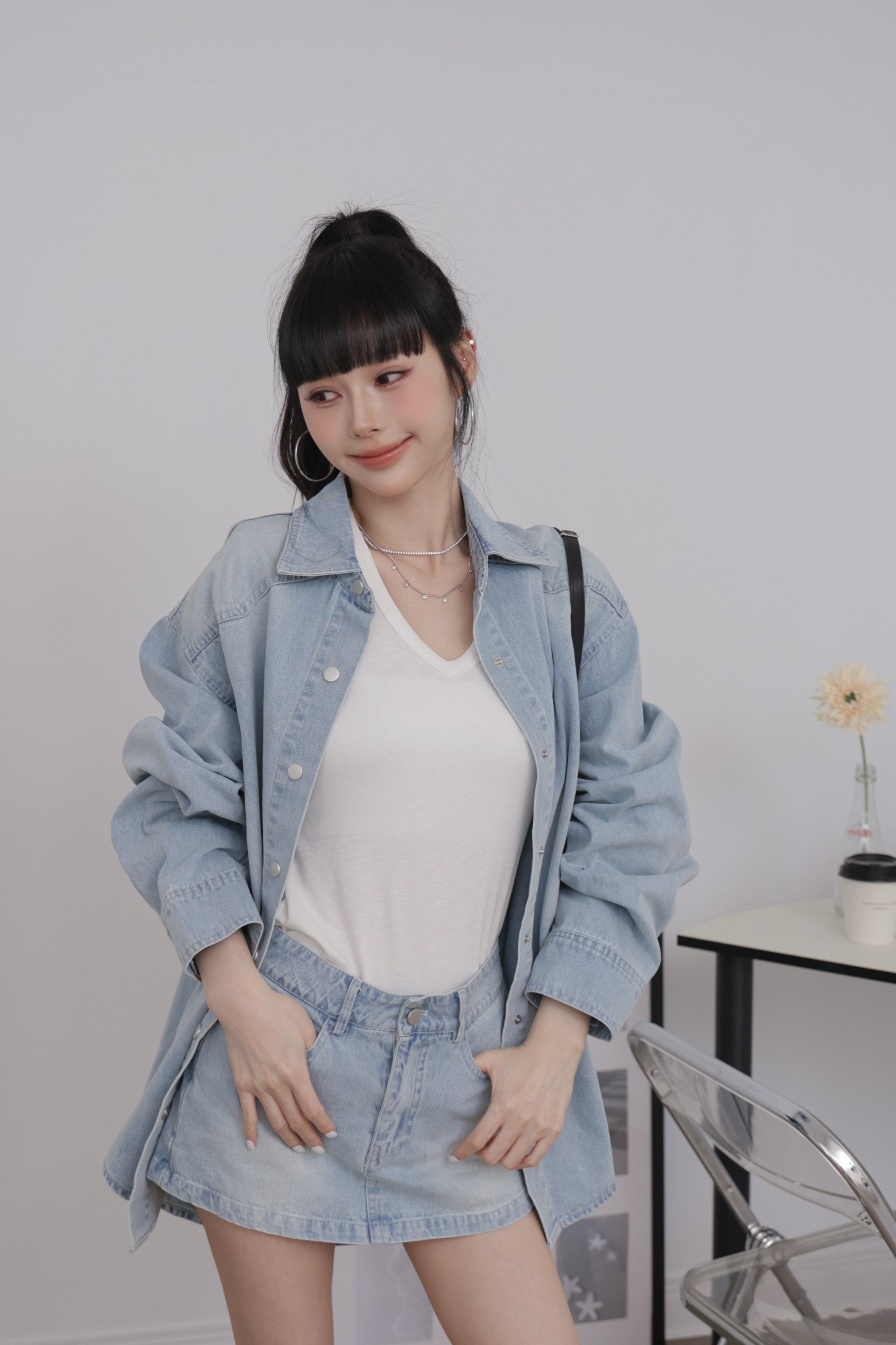 極簡百搭水洗牛仔外套 R02