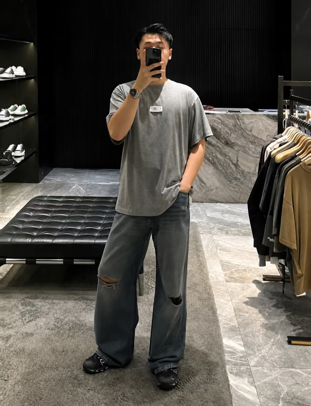 MM6 灰色 白標字 Tee 男款 但女仕可穿