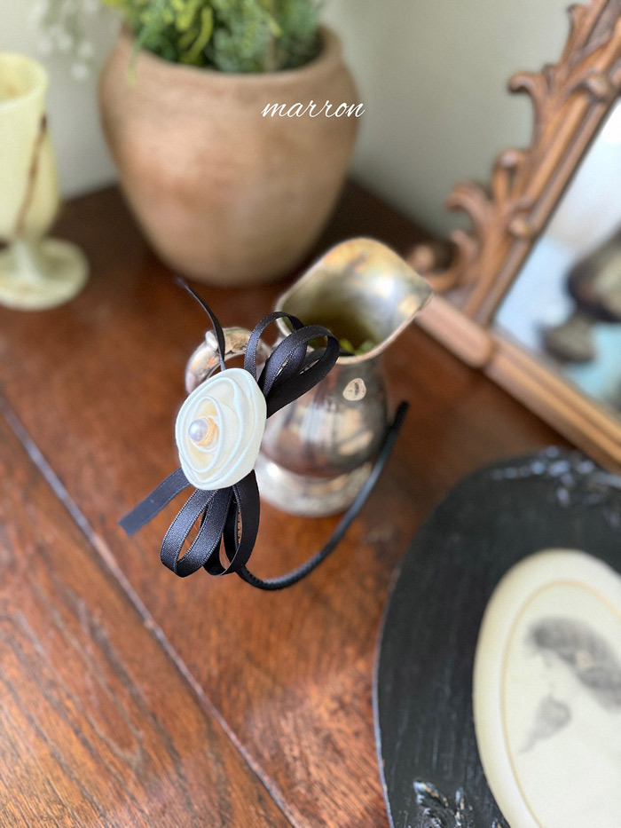 正韓秋Marron 黑色山茶花髮箍