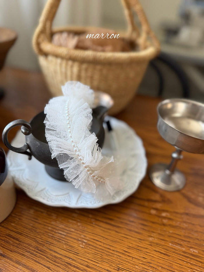 正韓秋Marron 蕾絲珍珠髮箍