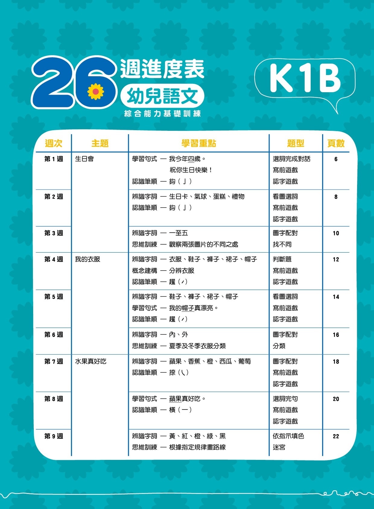 【多買多折】26週學前教育系列：幼兒語文 - 綜合能力基礎訓練 K1B