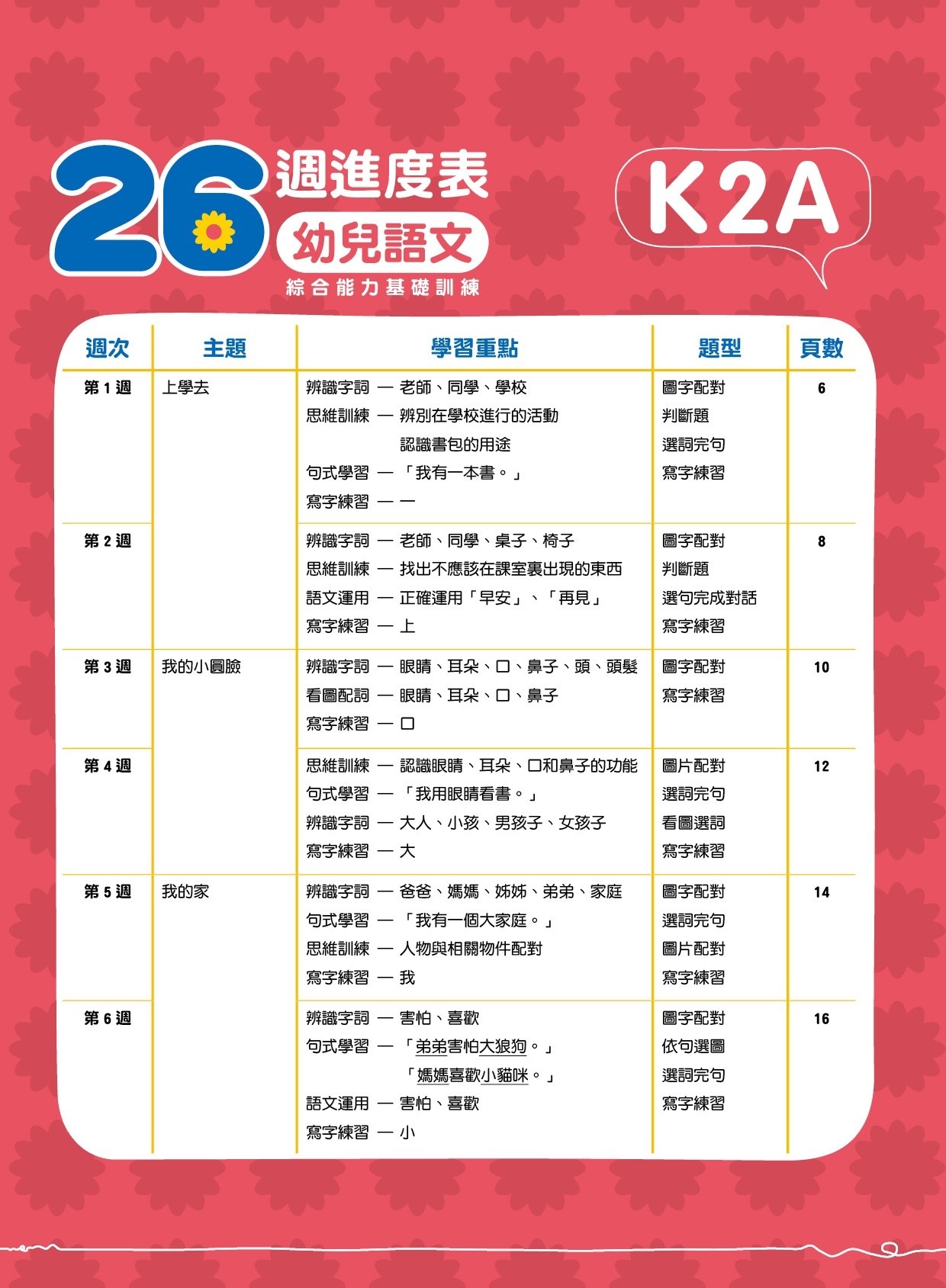 【多買多折】26週學前教育系列：幼兒語文 - 綜合能力基礎訓練 K2A
