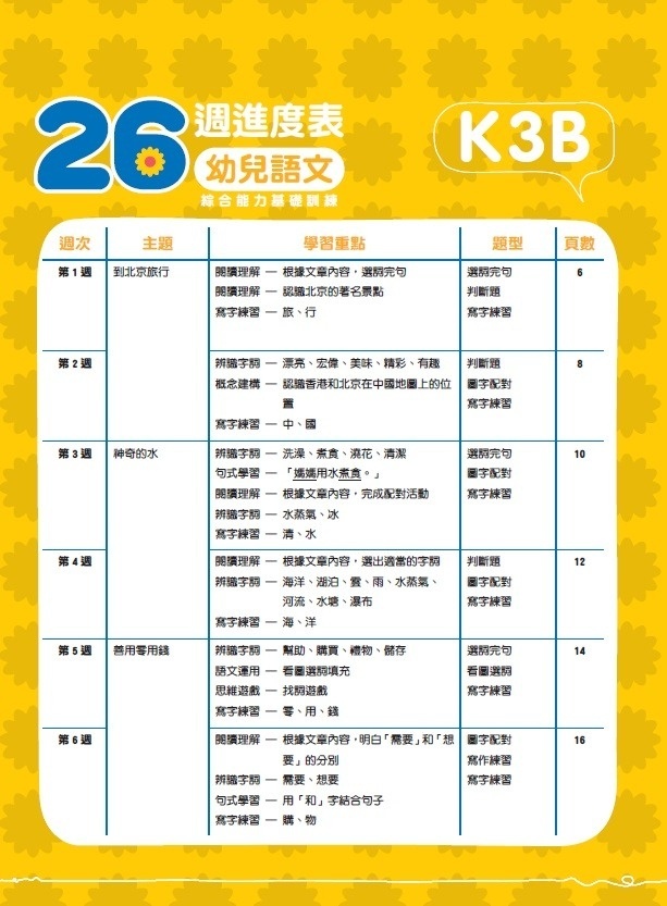 【多買多折】26週學前教育系列：幼兒語文 - 綜合能力基礎訓練 K3B