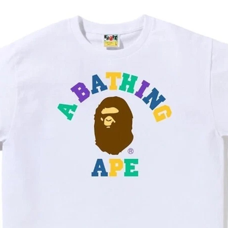 BAPE Colors College Tee T恤 彩色字大學猿短T 短袖 白 RAY-131 [台灣現貨]