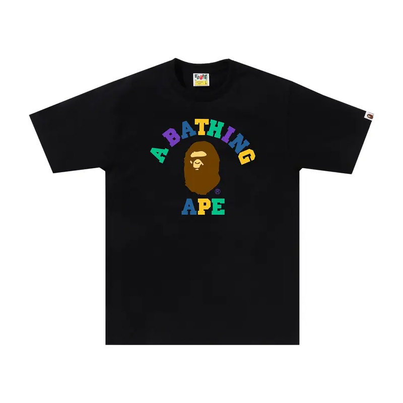 BAPE Colors College Tee T恤 彩色字大學猿短T 短袖 黑 RAY-130 [台灣現貨]