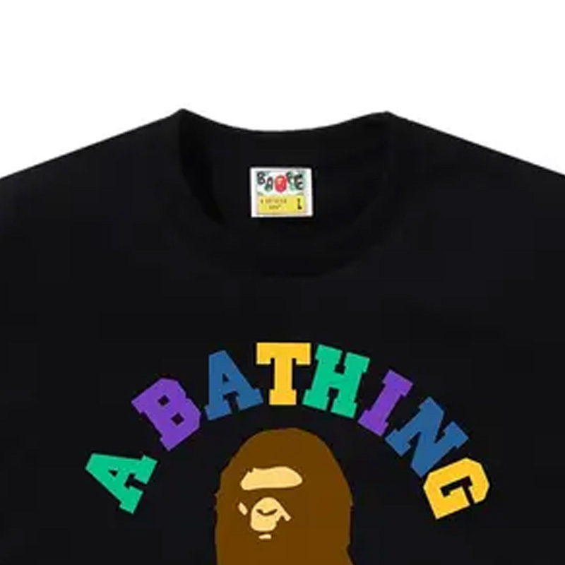 BAPE Colors College Tee T恤 彩色字大學猿短T 短袖 黑 RAY-130 [台灣現貨]