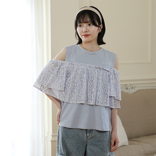 MARY QUANT / Lace-docking pullover