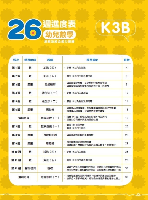 【多買多折】26週學前教育系列：幼兒數學 - 思維及綜合能力訓練 K3B