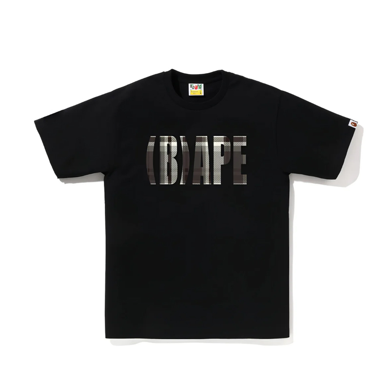 BAPE CHECK (B)APE LOGO TEE T恤 括號格紋 短T 短袖 黑灰 RAY-129 [台灣現貨]