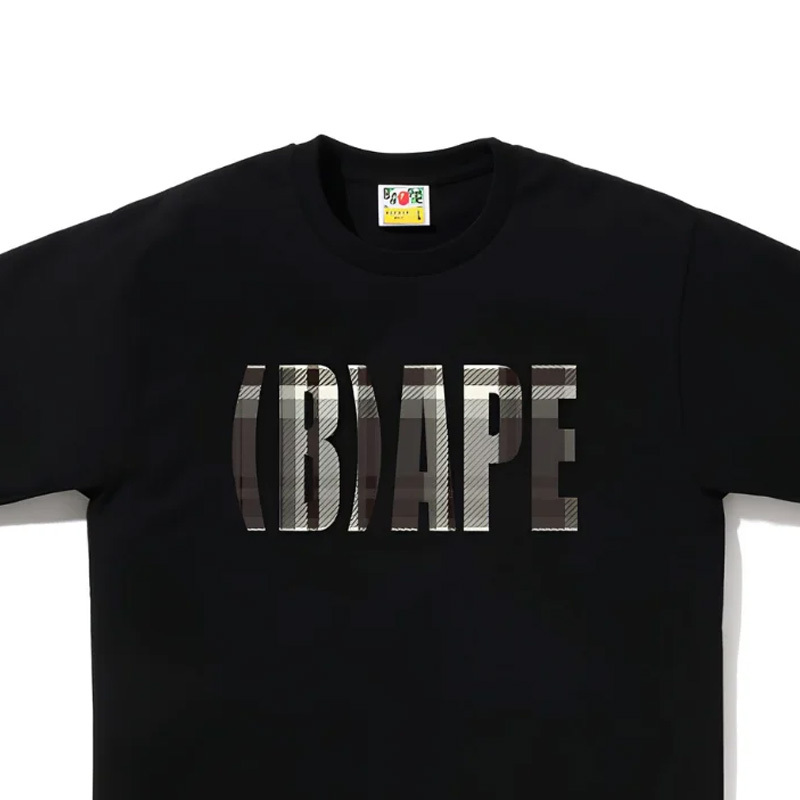 BAPE CHECK (B)APE LOGO TEE T恤 括號格紋 短T 短袖 黑灰 RAY-129 [台灣現貨]