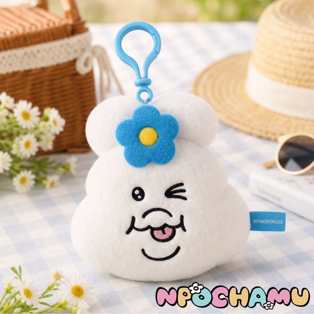 優格精靈 Npochamu  毛絨公仔鎖匙扣飾物 -白白胖胖