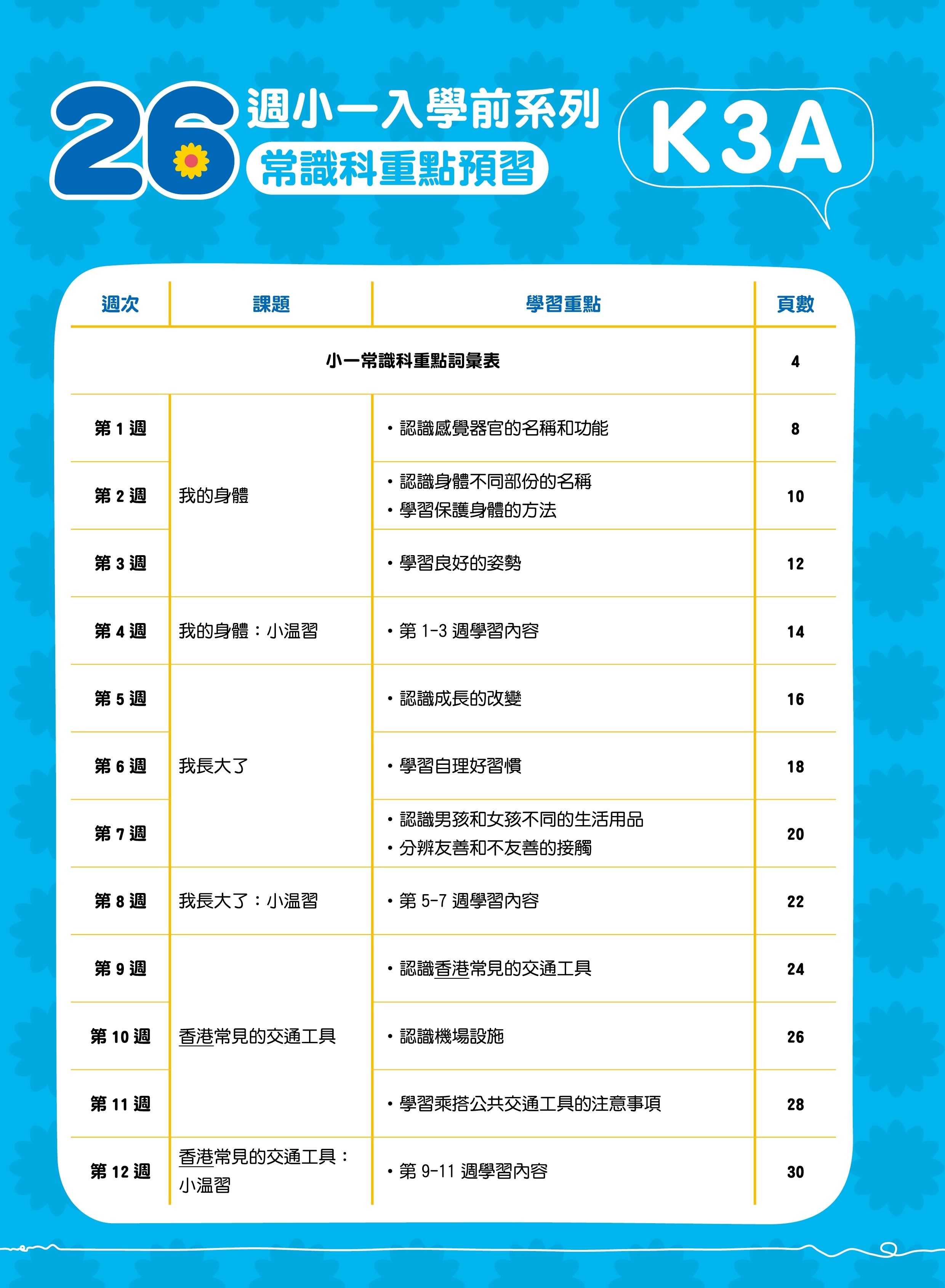 【多買多折】26週小一入學前系列常識科重點預習 K3A